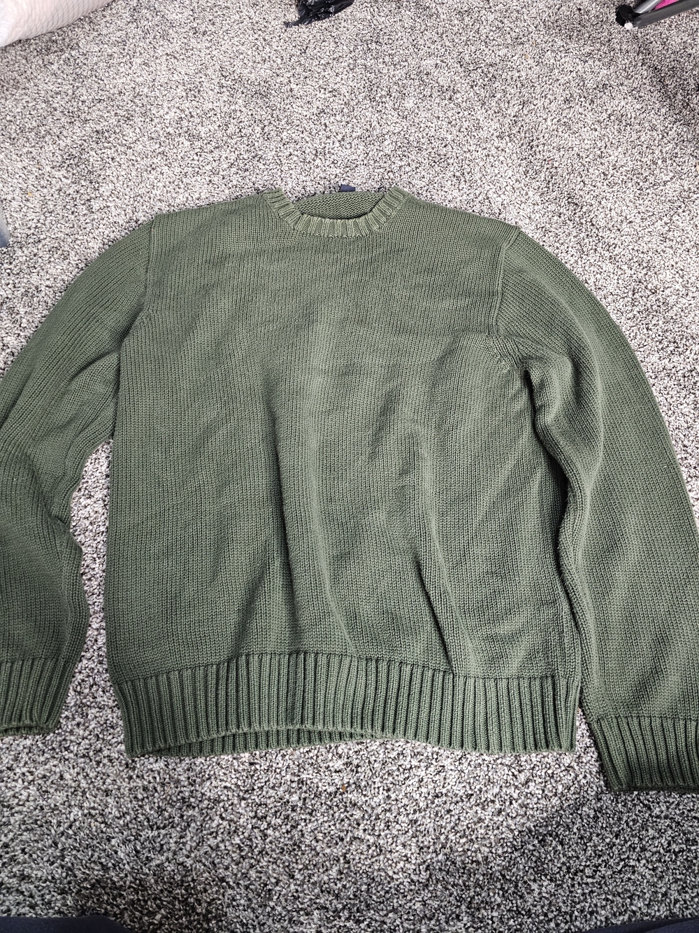 J. Crew Olive Crewneck Knit Sweater Oversized Comfy Ribbed